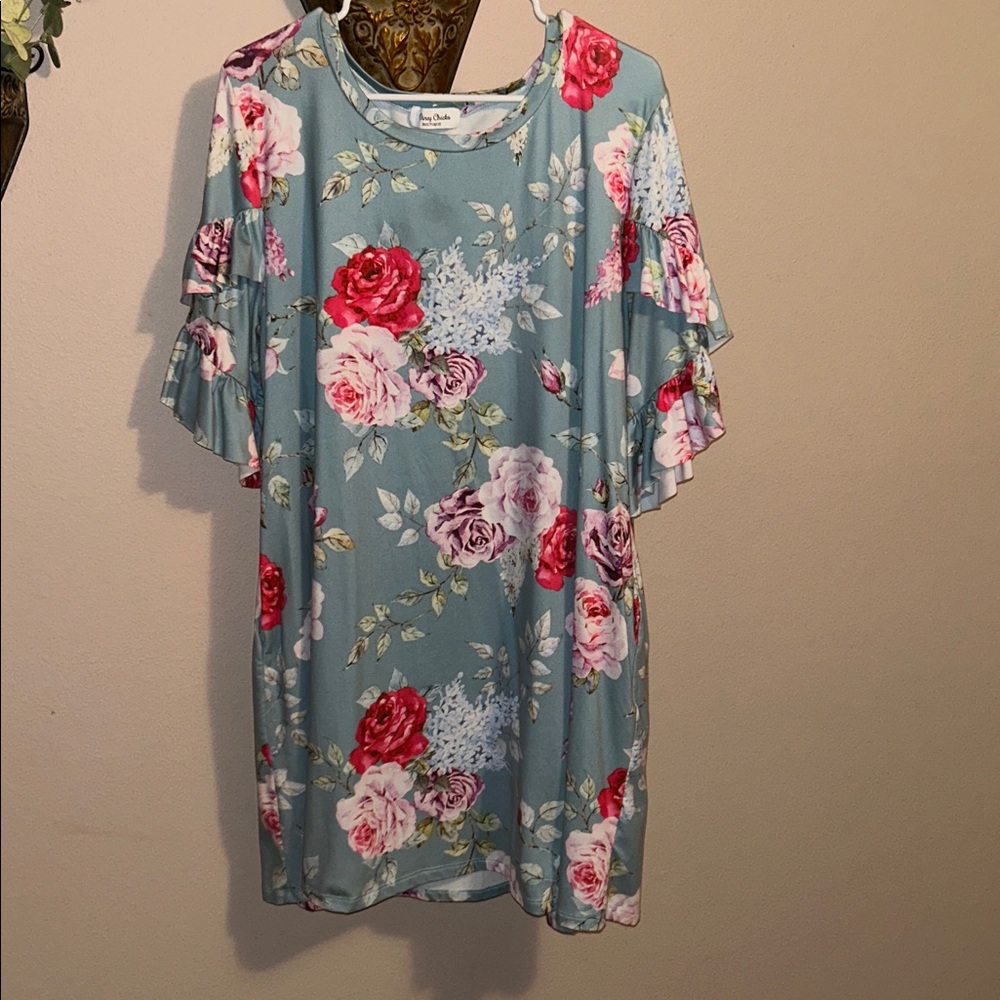 Floral Ruffle Sleeve Dress